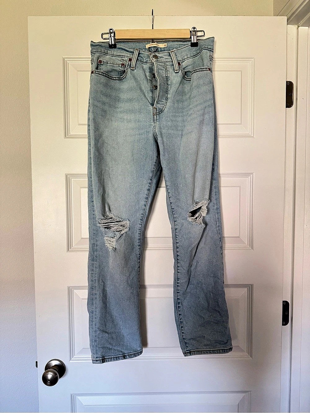 Levi's Wedgie Straight Jeans Distressed Blue Waist 30